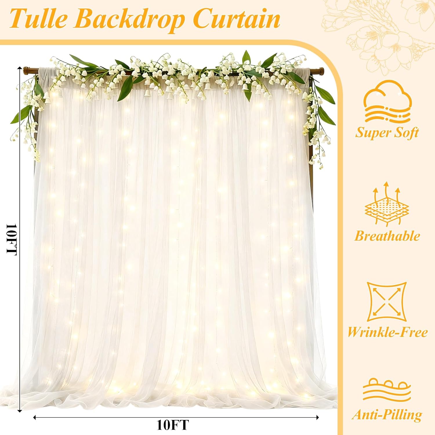 10x10ft White Tulle Backdrop C - Baby Products Photoshoot incelemesi ve fiyatı