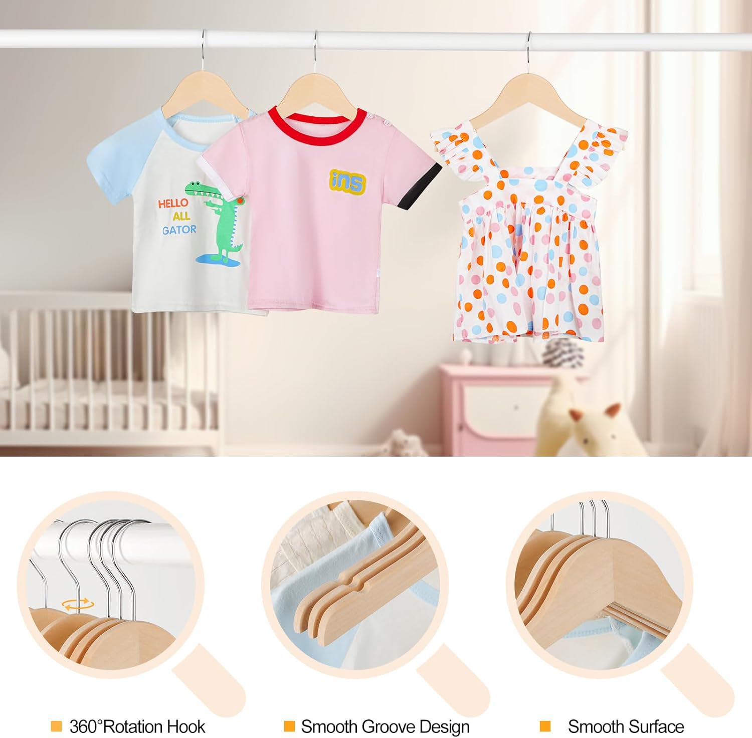 Natural Wood Kids Hangers with - Baby Products In incelemesi ve fiyatı
